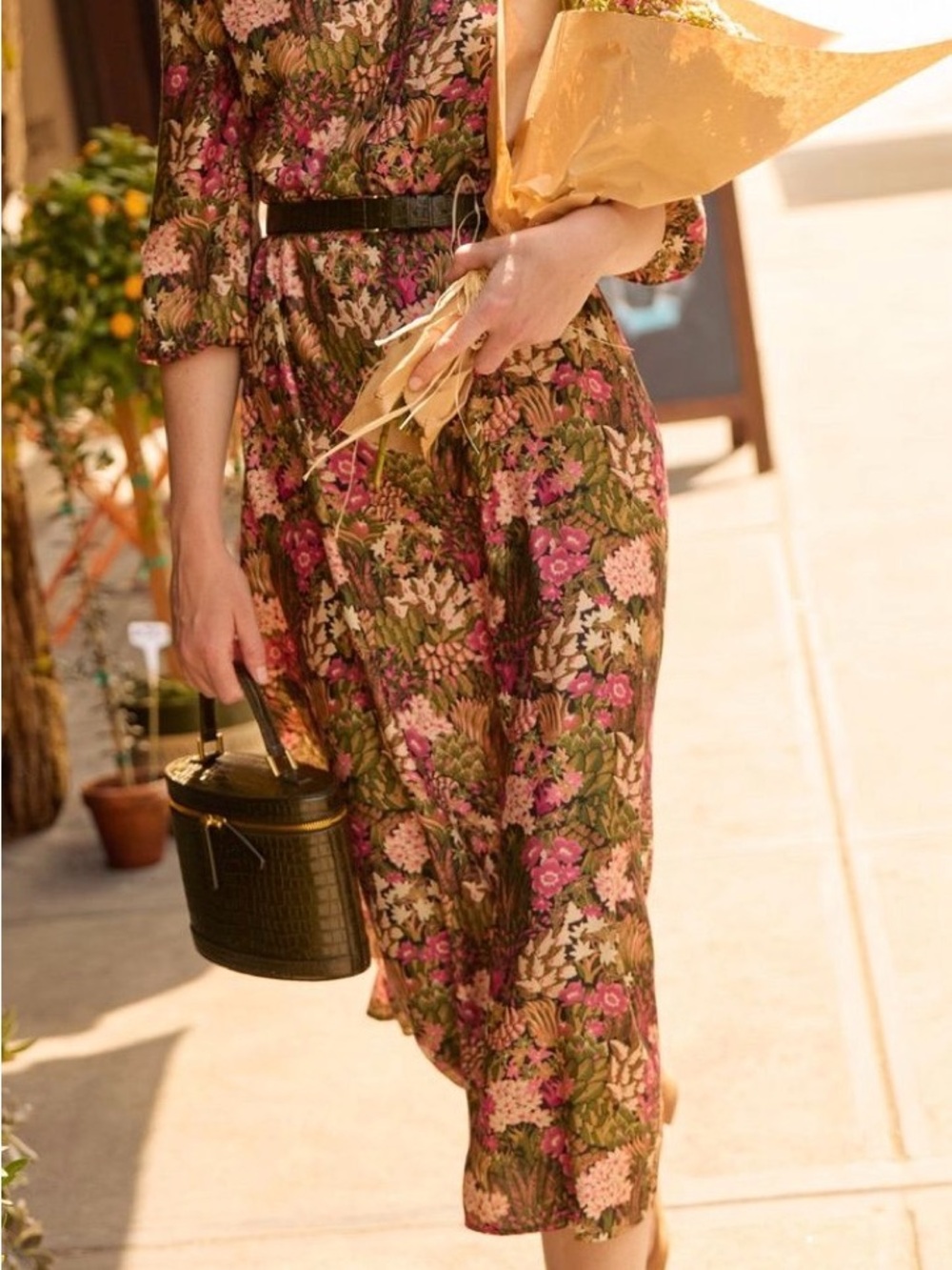 J MCLAUGHLIN NWT MOLLI KHAKI GARDEN MAXI DRESS SizeXS SILK BLD RETRO Y2K MODERN - Picture 13 of 13